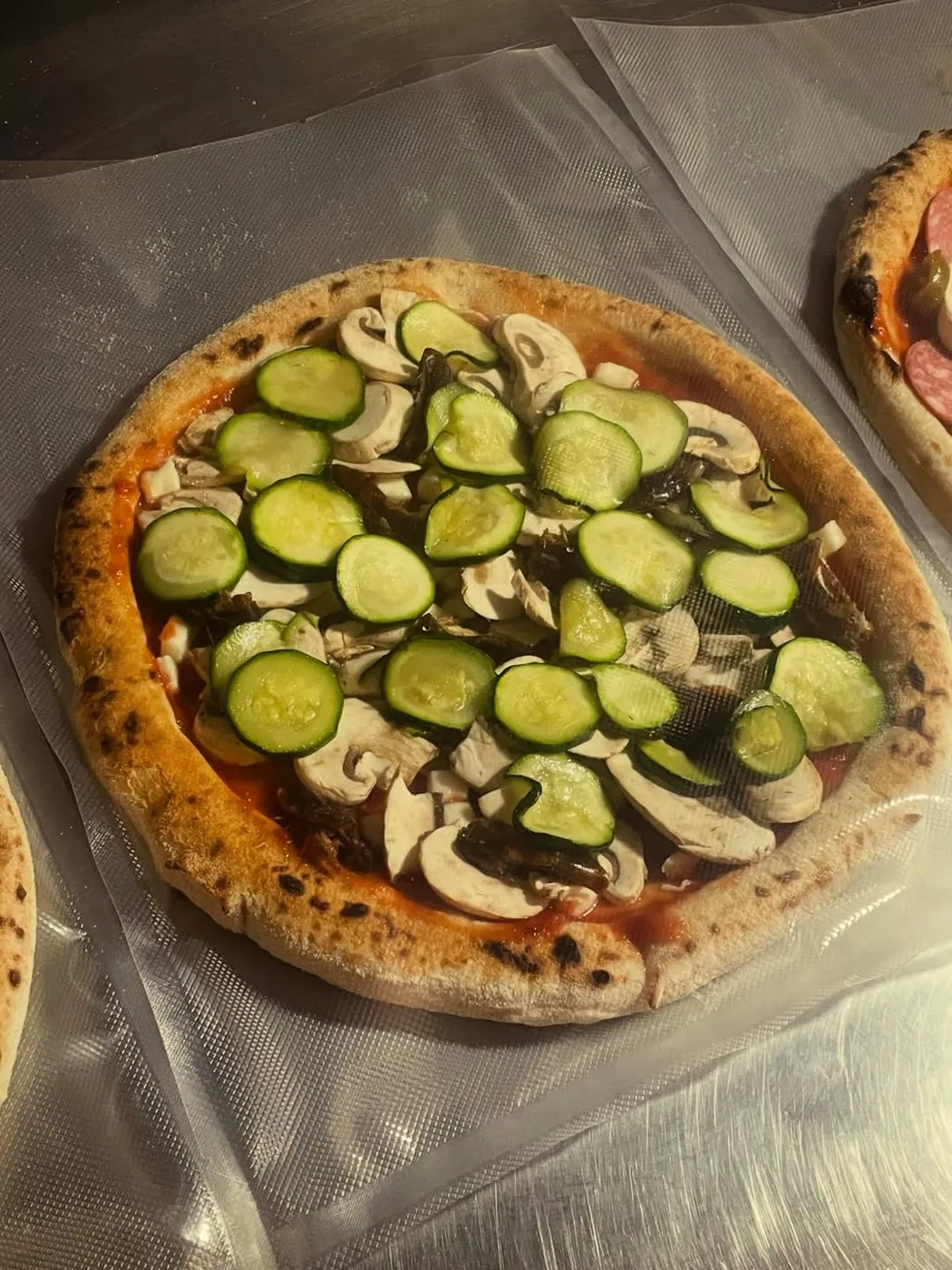 A Fungo with mushrooms, dates and roasted zucchini